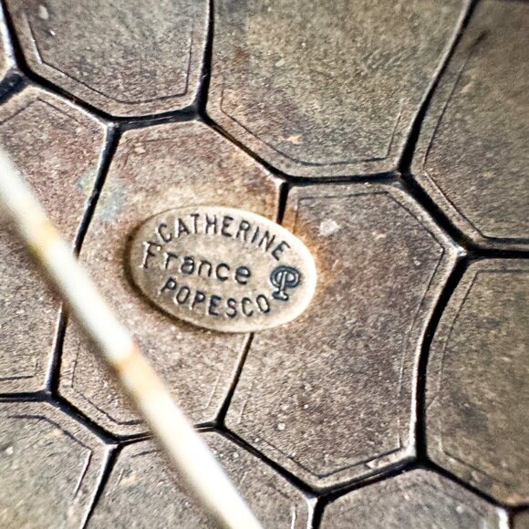 Catherine France Popesco Turtle Green Inlay Brooch - Picture 6 of 7